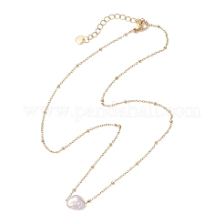 Natural Cultured Freshwater Pearl Potato Pendant 304 Stainless Steel Satellite Chain Necklaces for Women&nbsp;NJEW-JN05770
