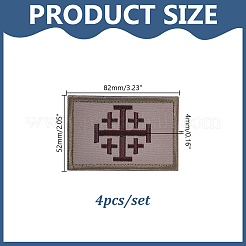 4Pcs Rectangle Polyester Jerusalem Cross Embroidered Patch&nbsp;AJEW-HY0003-65A