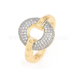 Brass Micro Pave Clear Cubic Zirconia Cuff Open Rings&nbsp;RJEW-T028-02A-G