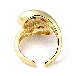 Rack Plating Brass with Colorful Cubic Zirconia Open Cuff Rings&nbsp;RJEW-M158-04G