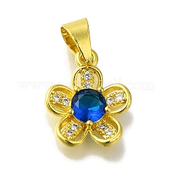 Flower Rack Plating Brass Micro Pave Cubic Zirconia Pendant&nbsp;KK-H485-01G