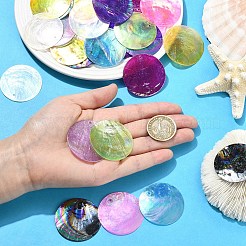 45Pcs 9 Styles Spray Painted Natural Capiz Shell Pendants&nbsp;SSHEL-YW0015-16