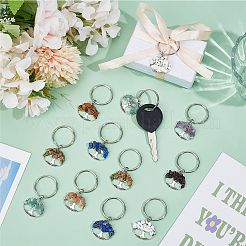 32 Pcs 8 Colors Natural Gemstone Tree of Life Keychains&nbsp;KEYC-PH01571