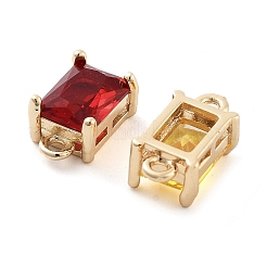 Brass Pave Faceted Glass Connector Charms&nbsp;KK-Q811-01