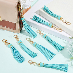 10Pcs Imitation Leather with Light Gold Alloy Clasps Tassel Big Pendants Decorations&nbsp;AJEW-CL0003-14D