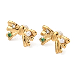304 Stainless Steel Micro Pave Cubic Zirconia Stud Earrings&nbsp;EJEW-D309-04G