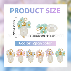 12Pcs 6 Colors Resin & Natural Pearl Pendant&nbsp;PALLOY-PH01821