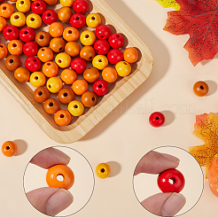 120Pcs 4 Colors Painted Natural Wood Beads&nbsp;WOOD-SP0001-11A