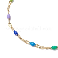 304 Stainless Steel Enamel Link Chains Bracelets for Women&nbsp;BJEW-JB10326