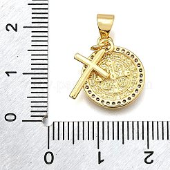 Rack Plating Brass Micro Pave Cubic Zirconia Pendants&nbsp;X-KK-K401-74G