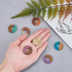 Transparent Resin & Walnut Wood Pendants&nbsp;RESI-CJ0001-75