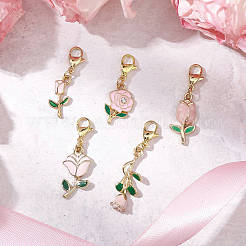 Valentine's Day Rose Alloy Enamel Pendant Decorations&nbsp;HJEW-JM02831-01