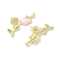 Brass Micro Pave Cubic Zirconia with Enamel Pendants&nbsp;KK-Z134-05G-02