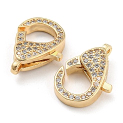 Brass Micro Pave Clear Cubic Zirconia Lobster Claw Clasps&nbsp;KK-Q789-03G