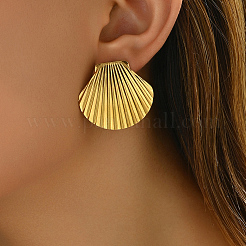201 Stainless Steel Shell Shape Hoop Earrings&nbsp;YQ7251