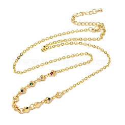 Brass Micro Pave Cubic Zirconia Heart Pendant Necklaces&nbsp;NJEW-B157-13G