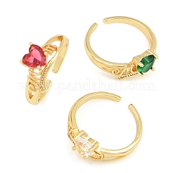 Mother's Day Brass Pave Cubic Zirconia Cuff Open Rings&nbsp;CU-CBACDF6-06G