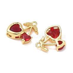 Brass Micro Pave Red Cubic Zirconia Charms&nbsp;KK-H526-13G