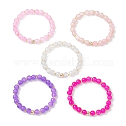 5Pcs 5 Color Spray Painted Crackle Glass Beads Stretch Bracelets for Men Women&nbsp;BJEW-MZ00203