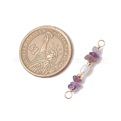 Natural Amethyst Chip & Natural Cultured Freshwater Pearl Rice Beaded Connector Charms&nbsp;PALLOY-JF03707-09