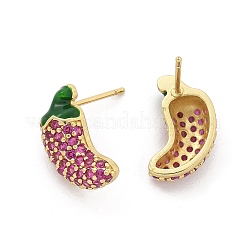 Pepper Brass Micro Pave Cubic Zirconia Stud Earrings&nbsp;EJEW-M077-06G
