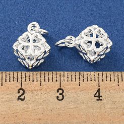 Rack Plating Brass Micro Pave Clear Cubic Zirconia Charms&nbsp;KK-F089-15S