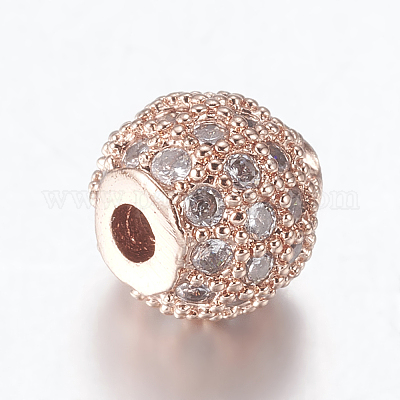 Brass Micro Pave Cubic Zirconia Beads&nbsp;ZIRC-E134-6mm-04-1
