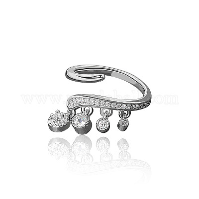 Brass Micro Pave Clear Cubic Zirconia Cuff Rings&nbsp;FS-WG905BE-01-1