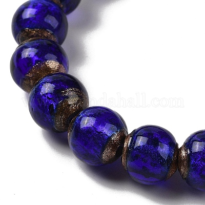 Handmade Gold Sand Lampwork Beads Strands&nbsp;LAMP-P062-01C-1