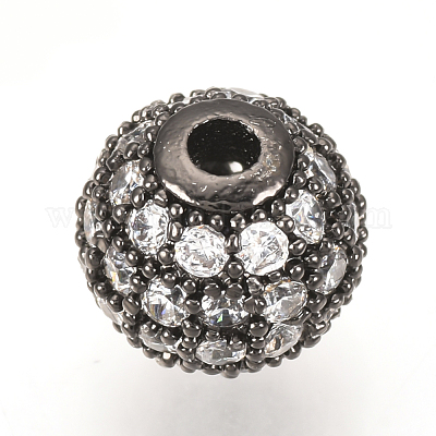 Brass Micro Pave Cubic Zirconia Beads&nbsp;ZIRC-Q013-12mm-142B-1