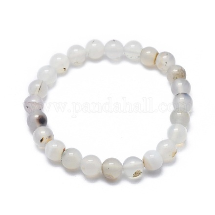 Natural Agate Bead Stretch Bracelets BJEW-K212-B-004-1