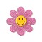 Acrylic Pendants, with Sequins, Flower with Smiling Face Charm , Camellia, 45x4.5mm, Hole: 1.5mm