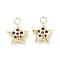 Brass Pendant, Real 18K Gold Plated, Star, 22.5x18x7.5mm, Hole: 3.8mm