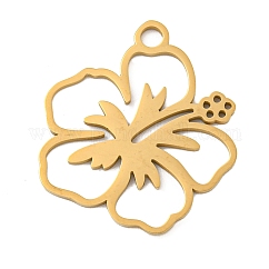 Ion Plating(IP) 304 Stainless Steel Pendants, Laser Cut, Golden, Flower, 24.5x22x1mm, Hole: 2.5mm