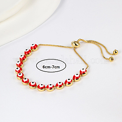 Brass Evil Eye Link Chains Slider Bracelet&nbsp;LU9837-1