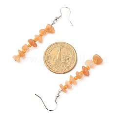 Natural Red Aventurine Chips Dangle Earrings with Glass&nbsp;EJEW-JE04840-01