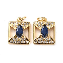 Brass Micro Pave Cubic Zirconia Pendants&nbsp;X-ZIRC-P092-004G-RS