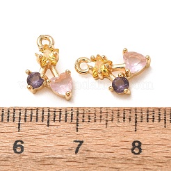 Brass Micro Pave Colorful Cubic Zirconia Charms&nbsp;CU-K002-29B-G