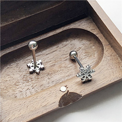 316L Surgical Stainless Steel Snowflake Straight Barbell 15 Gauge Piercing Tongue Rings for Women Men&nbsp;FS-WGAECD9-01