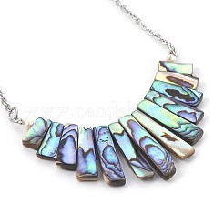 Natural Abalone Shell/Paua Shell Graduated Pendant Necklaces&nbsp;NJEW-JN02273