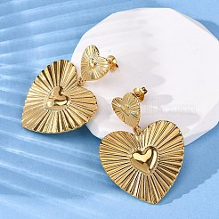 Heart 304 Stainless Steel Dangle Stud Earrings&nbsp;EJEW-Z109-03G