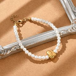 Plastic Imitation Pearl Beads Bracelets for Women&nbsp;BJEW-M056-11G