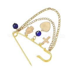 2Pcs Blue Evil Eye Alloy Enamel Charm Kilt Pins&nbsp;JEWB-BR00197