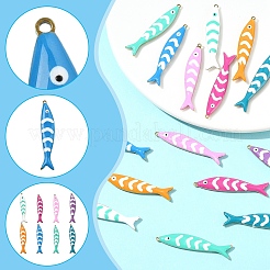 16Pcs 8 Colors 201 Stainless Steel Enamel Pendants&nbsp;STAS-YW0003-62