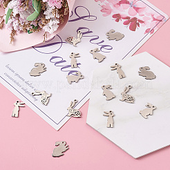 32Pcs 4 Styles 304 Stainless Steel Bunny Pendants&nbsp;STAS-TA0002-13P