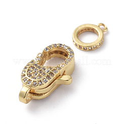 Brass Micro Pave Cubic Zirconia Lobster Claw Clasps&nbsp;ZIRC-G160-24G