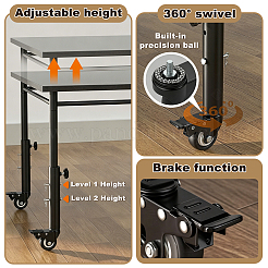 1Set Steel & Polyurethane Table Legs with Casters&nbsp;AJEW-DL0001-46