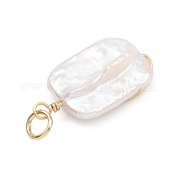 Spiral Copper Wire Wrapped Natural Nucleated Baroque Keshi Pearl Pendants&nbsp;PALLOY-JF05276-01
