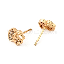 Brass Micro Pave Clear Cubic Zirconia Stud Earrings for Women&nbsp;EJEW-G428-25G-07