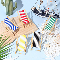 10Pcs 5 Colors Wood & Polyeser Beach Chair&nbsp;DJEW-SC0001-21